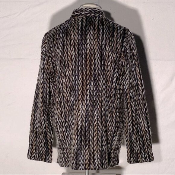 Vintage D’Allairds Brown Black Herringbone Acrylic Mohair  Wool Blend Cardigan S - Picture 4 of 10